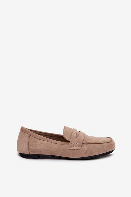 Loafersy Mokasyny Damskie Płaskie Beżowe Roseline