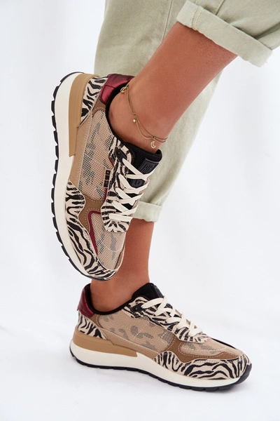 Buty Sportowe Sneakersy Damskie Wzorzyste Big Star TT274333 Beżowe