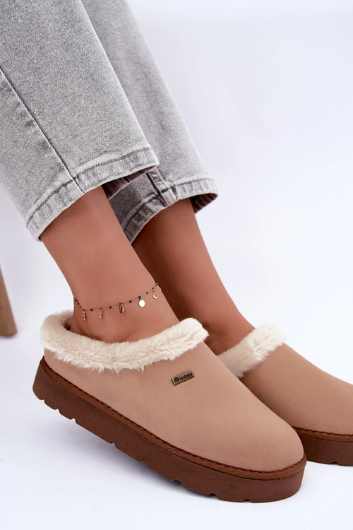Kapcie Obuwie Domowe Damskie Z Futerkiem Inblu DR000004 Camel