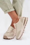 Sneakersy Buty Sportowe Damskie Big Star TT274876 HI-POLY SYSTEM Beżowe