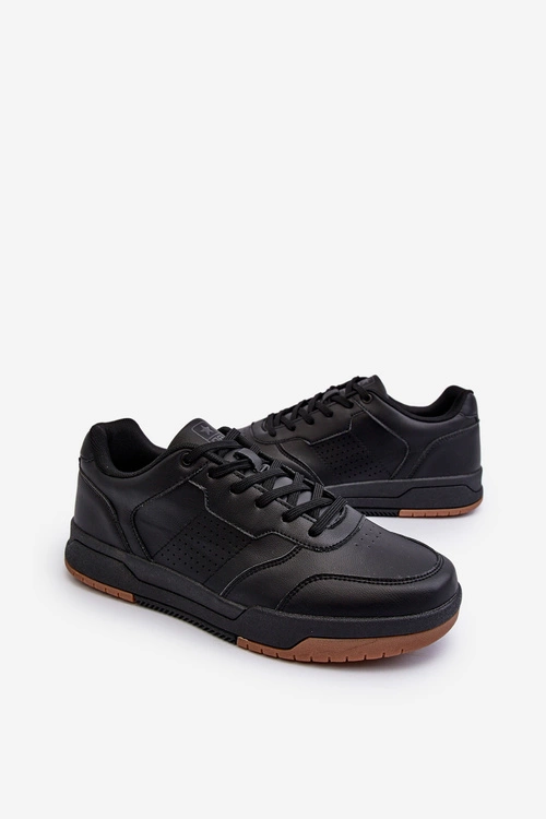 Sneakersy Męskie Z Eko Skóry Czarne Radikalle