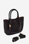 Flora&Co Torebka Shopper Skórzana Czarna Fleece