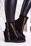 Damskie Zamszowe Sneakersy Z Tasiemką BOOCI 2222/543/z Czarne