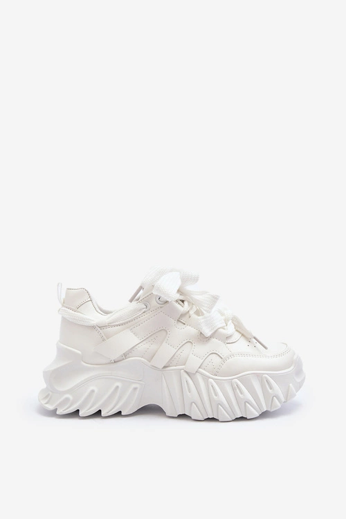 Sneakersy Damskie Na Masywnej Podeszwie Białe Ellerai