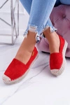 Czerwone Wsuwane Zamszowe Espadryle Mariako