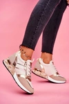 Sportowe Damskie Buty Beżowo Złote Figure