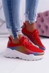 Sportowe Damskie Buty Gruba Podeszwa Holograficzne Czerwone Party Up