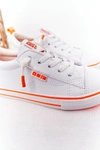 Dziecięce Skórzane Trampki BIG STAR HH374036 Biało-Pomarańczowe