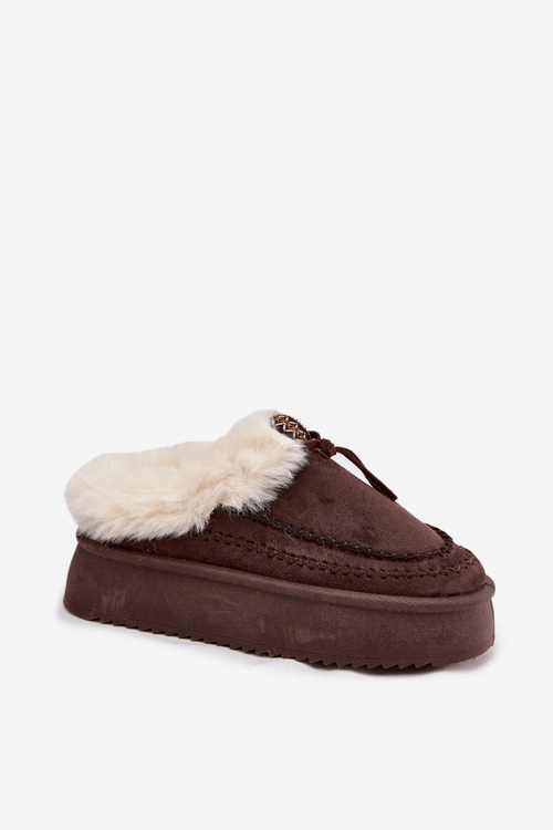 Śniegowce Damskie Z Futerkiem Na Platformie Czekoladowe Rosmira