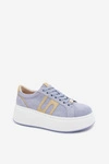 Sneakersy Damskie Na Platformie Skóra Zamszowa Niebieskie Salima