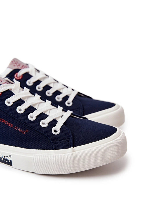 Modne Klasyczne Trampki Cross Jeans JJ1R4028C Granatowe