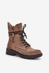 Wysokie Botki Workery Z Suwakami Ciemnobeżowe Maisa