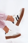 Sneakersy Damskie Na Platformie Z Eko Skóry Białe Elaraven