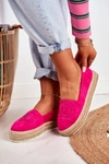 Espadryle Damskie Gruba Podeszwa Lniane Fuksja Febi