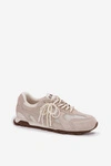 Skórzane Zamszowe Sneakersy Damskie MK61-0705 Szare