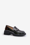 Lakierowane Mokasyny Loafersy Damskie Z Ozdobą D&A LZ42-031 Czarne