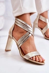 Skórzane Damskie Sandały Na Suwak Lewski Shoes 3138 Złote