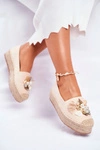 Espadryle Damskie Na Platformie Lniane Beżowe Denver