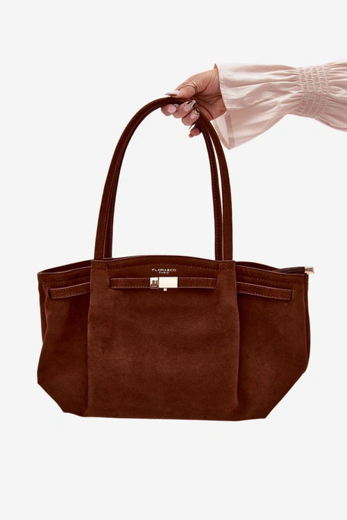 Flora&Co Torebka Typu Shopper Zamszowa Camel Elleea