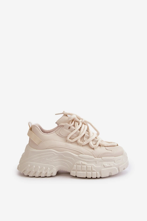 Sneakersy Damskie Na Masywnej Podeszwie Jasnobeżowe Nevela