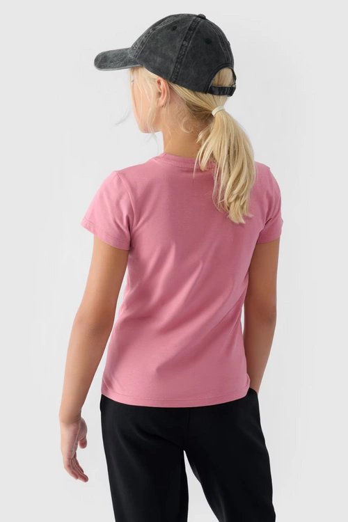 Dziewczęcy T-shirt Gładki Bawełniany Fuksja 4F 4FJWMM00TTSHF1658-56S
