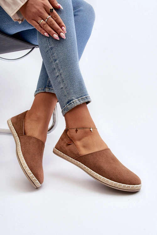 Damskie Zamszowe Espadryle Brązowe Vulcano
