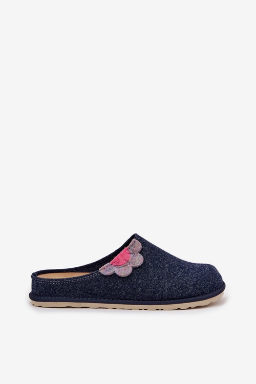 Kapcie Damskie Z Kwiatkiem Inblu CS000043 Granatowe