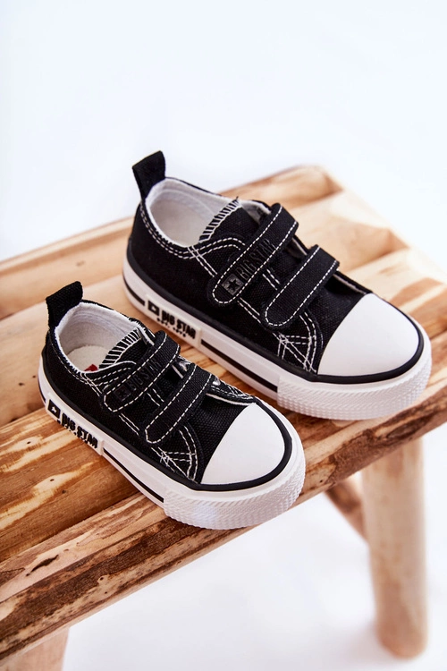 Dziecięce Materiałowe Trampki Na Rzep BIG STAR KK374080 Czarno-Białe