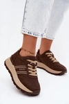 Sneakersy Damskie Na Platformie Big Star UU274040 Czekoladowe