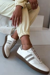 Zazoo N1068 Skórzane Niskie Sneakersy Damskie Beżowe