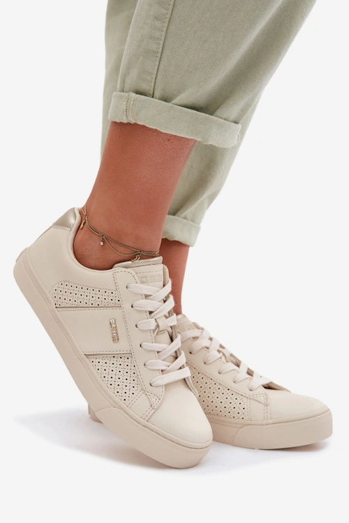 Sneakersy Damskie Ażurowe Big Star TT274292 Beżowe