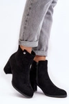 Zamszowe Botki Damskie Na Słupku Czarne Selela
