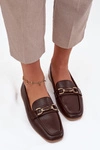 Półbuty Loafersy Damskie Z Ozdobą Brązowe Priscelle