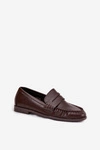 Półbuty Loafersy Damskie Z Eko Skóry Brązowe Lilith