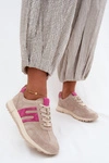 Buty Sportowe Sneakersy Z Naturalnego Zamszu Damskie Beżowe Lovey