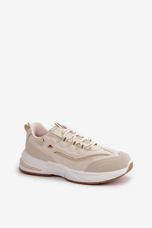 Buty Sportowe Sneakersy Eko Skórzane Beżowe Verilisse