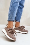 Zamszowe Sneakersy Damskie Z Grubym Sznurowaniem Artiker 54C1409 Beżowe