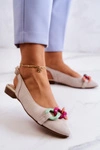 Zamszowe Baleriny Z Łańcuchem Lewski Shoes 3125 Jasnobeżowe