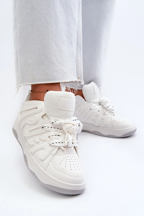 Sneakersy Damskie Z Eko Skóry Białe Berilla
