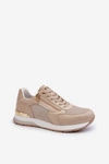 Sneakersy Damskie Z Brokatem I Suwakiem INBLU IN000365 Beżowe