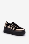 Zazoo 1833 Sneakersy Damskie Skórzane Na Masywnej Podeszwie Czarne