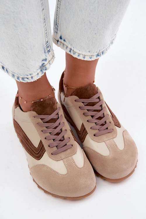 Skórzane Zamszowe Sneakersy Barefoot Damskie Zazoo N1400 Beżowe
