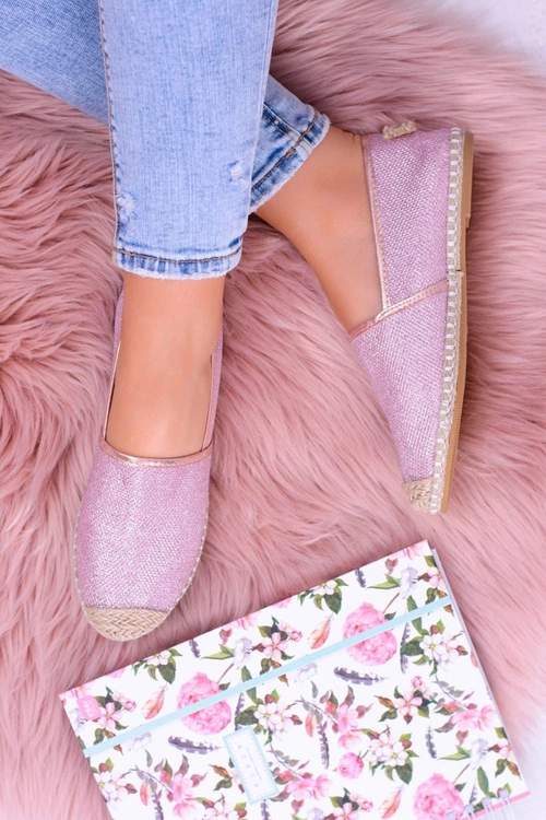 Brokatowe Espadryle Lu Boo Różowe