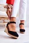 Damskie Espadryle Na Koturnie Czarne Tamarill