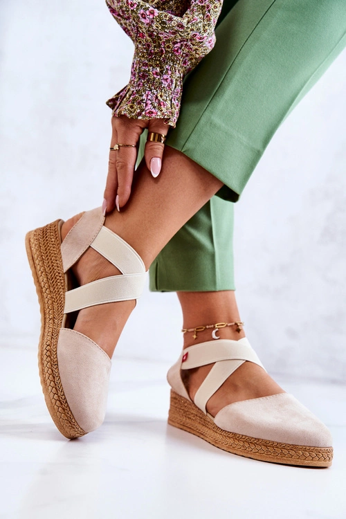 Damskie Zamszowe Espadryle Big Star JJ276038 Beżowe