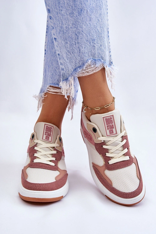 Damskie Buty Sportowe Sneakersy Big Star LL274438 Różowo-Białe