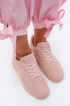 Sneakersy Damskie Z Eko Zamszu Niskie Różowe Melvelin 