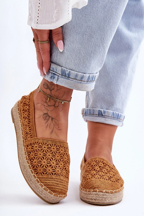 Damskie Ażurowe Espadryle Camel One Lover