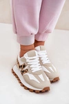 Sneakersy Buty Sportowe Damskie Panterka Beżowe Kalelia