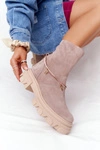 Zamszowe Botki Workery Lewski Shoes 3006-0 Beżowe